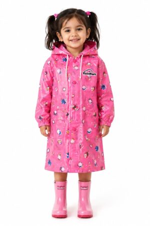 Kids Cartoon Print Long Raincoat