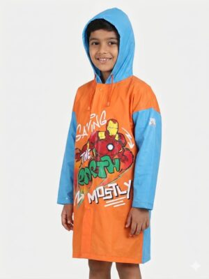 Rain Fighter Cartoon Print PVC Waterproof Raincoat for Kids
