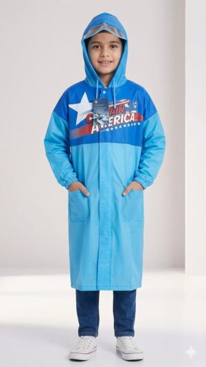 Water Fighter Marvel PVC Long Raincoat for Boys