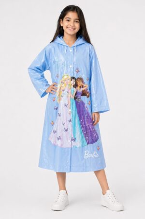 Water Fighter Barbie Print Long Raincoat for Girls