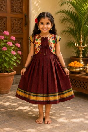 Girls Traditional Festive Frock with Designer Jacket